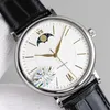 40MM case 11MM Thin Moon moonphase working Leather Strap automatic cal 35800 movement men watch wristwatch business simple shirt w312T
