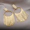 Dangle Oorbellen Koreaans Design Mode-sieraden 18K Verguld Luxe Metalen Kwastje Hanger Moderne Dames Avondaccessoires