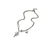 Collier coréen en forme de croissant d'étoile à quatre branches avec perles cloutées de diamants, tempérament de fille épicée, chaîne de clavicule, personnalité, collier de style doux et cool pour femmes