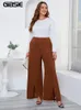 Pantalon GIBSIE grande taille costume pour femmes printemps automne taille haute travail d'affaires ourlet fendu longue jambe droite pantalon avec poches