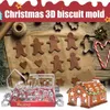 Bakvormen Winter Cookie Cutters Cartoon 3D Peperkoekhuis Rvs Mallen Biscuit Cutter Set Boom Sneeuwpop Vormen