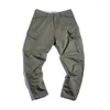 Herenbroek Maden Workwear Amerikaanse stijl grote zak 3D-gesneden legging Trekkoord militair groen bijgesneden trend