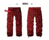 Men's Pants Autumn Korean Style Washing Wine Red Cotton Overalls Men Casual Loose Multi-pocket Cargo For 28-42