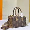 Klassisk Onthego Tote Bag Designer Bag Brown Handväska präglade äkta läder axelväska myntväska crossbody väska kvinnor shopping väskekoppling pursar pochette