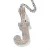 Charms The Bling King Big Bold Single Letter Pendant Initial Letter A-Z Micro banade ut 5A Cubic Zirconia Charm Necklace Hiphop Jewelry 230908
