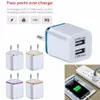 Dual USB Wall Charger Real 5V/1.2A Plating Edge US EU Plug voor iPhone iPad Samsung Huawei LG Mobiele telefoons Universele Reislader 100 stks/up