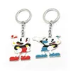 Keychains HSIC 2 Styles Cuphead Keychain Metal Cup Head Key Ring Car Holder Anime Figure Chains For Men Women Llavero HC12779 Fred281q