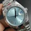 St9 Steel News Relojes para hombre Baby Blue Dial Nueva mecánica automática 41MM Cristal de zafiro Reloj inoxidable para hombre 288a