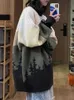Deeptown Kpop Hippie imprimé pull surdimensionné femmes Harajuku Vintage Streetwear Patchwork pull Style japonais haut tricoté femme