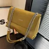 Bolsos de noche Mujeres Cadenas vintage Hombro Elegante Damas Bolsos de axila Color sólido simple Bolso cruzado de gran capacidad de alta calidad