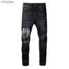 Spray amiirii roxo jeans moda masculina jean 2023 demin rua pintura letras coloridas calças casuais algodão juventude preto apertado