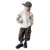 Sweats à capuche Sweats Garçons Printemps Automne Mode Coton Enfants Lapin Patchwork Élément Tenues De Sport Chemises À Bascule Vêtements Pour Enfants 230907