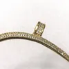 Luxury Wedding Bracelets Women Man Gold Plated Cuff Nail Bracelet Full Diamond Bracelet for Lover Jewelry For Valentine's Day235Z