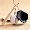 Schlüsselanhänger Dutrieux Baseballhandschuh Holz Schlüsselbund Mini dreiteilige Sportwagen Schlüsselanhänger für Mann Frauen Ring Party Geschenk Großhandel