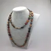 ST0004 Square picasso jasper Bead 42 inch Knotted Long semi precious stone necklaces New Design Necklace 328t