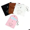 Keychains Lanyards Portable Mask Storage Bag Keychain Återanvändbar utomhusdammmasker Väskor Keyring Pendant Fashion Pu Leather CA DHGARDEN DHYH4