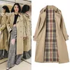 Trenchs de femmes automne haute couture rue femmes kaki vêtements d'extérieur femme classique le long manteau