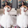 Wedding Dresses White Plus Size Bridal Gowns Sleeveless Sweetheart Formal Mermaid Trumpet Tulle Ivory Lace Up New Custom Applique Lace