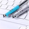 Multifunktionspennor 4 Färg Mtifunktionell kulspets Creative Metal Laser Touch SN Pen LED Flashlight School Office Supplies Dhgarden Dhjre