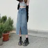 Rokken Open Half Denim Rok Vrouwen Zomer Y2k Hoge Taille Lange Rok Vrouwelijke Pakket Hippe Rok Jean Rokken Lange Tyle harajuku 230907