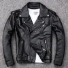 Men's Leather Faux Spring Classical Motorcycle oblique zipper Jackets Men Jacket Natural Calf Skin Thick Slim Cowhide Moto man 230908