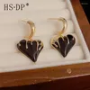 Dangle Earrings Cogonia Black Heart For Women High Quality Copper Gold Plated Designer Drop Earring Original Jewelry Wholesale