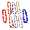 Faux Floral Greenery 50/100pcs Tropic Hawaiian Leis Garland Artificial Flower Necklace Birthday Bridal Summer Party Hawaii Beach Decoration Supplies 230907