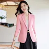 Frauen Anzüge Koreanische Mode Mantel Blazer Frauen 2023 Büro Dame Tops Langarm Rosa Herbst Kleidung OL Jacke