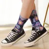 Women Socks Print Mesh Summer Flowers Sheer Over Ankle Female Harajuku Skarpetki Korean Style Funny