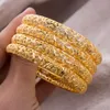 Bangle 24K Luksusowe złote kolory dla kobiet ślubne Bransolety Bracelety złota biżuteria na Bliski Wschodnią Afryki Prezenty 230907