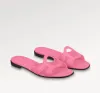 Isola Designer Femmes pantoufles roses Isola Flat Mule tongs d'extérieur mode d'été Sandales en cuir véritable métallique diapositives découpées 35-42