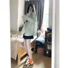 ディープタウン韓国ファッショングリーンストライプシャツ女性