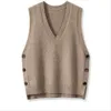 Gilet tricoté Vintage à col en V pour femmes, avec fourrure décontractée de couleur Pure, printemps et automne