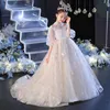 New Ball Gown Flower Girl Dresses For Wedding Lace Appliqued Toddler Girls Pageant Formal Prom Gowns Kids Children Party First Communion Dress 403