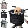 Panniers Bags Bicycle Front Basket Bike Small Pet Dog Carry Pouch 2in1 Detachable MTB Cycling Handlebar Tube Hanging Fold Baggage Bag 5KG Load 230907