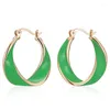 Kinel – boucles d'oreilles pendantes en émail vert pour femmes, accessoires de fête, couleur or Rose, bijoux de mariage, 585