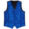 Men's Vests Elegant Men's Vest Silk Spring Royal Blue Sky Blue Navy Paisley Male Formal Waistcoat Suit Sleeveless Jacket Dress Barry Wang 230907