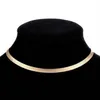 Chaînes 3 4 7mm de large Vintage Collier d'os de serpent pour femmes hommes chaîne à chevrons plats ras de cou or rempli Miami bijoux cadeaux 295q