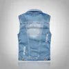 Mäns västar rippade jeanjacka Men denim Vest Hip Hop Jean Coats Waistcoat Men Cowboy Brand Sleeveless Jacket Male Tank Plus Size 6xl 230908