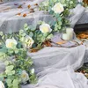 185 cm fleurs artificielles plantes fausse guirlande d'eucalyptus camélias soie rose vigne décoration fausse feuille florale suspendue pour mariage 22739