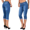 Jeans da donna a vita alta skinny slim stretch senza cuciture leggings stampati pantaloncini pantaloni estivi donna lunghezza al ginocchio denim capri