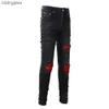 Fashion Street Mens Amiirii Jean 2023 Demin Purple Trench Jeans Patch High Uomo Slim Legging Denim #886