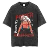 T-shirts pour hommes Anime Chainsaw Man Graphic T-shirt Harajuku Hip Hop Vintage Washed Power Print T-shirts Oversize 100 coton Streetwear Tshirt 230907