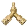 High Quality High-pressure Washer Tee Splitter Three-way Converts Brass Dual System Gold 14.8mm