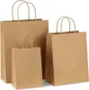 Autres fournitures de fête d'événement Sacs cadeaux en papier kraft avec poignées 10/20/25/30/50 / 100pcs Shopping Carry Craft Brown White Bag DIY Bag Party Fournitures de Noël 230907