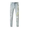 2024 jeans Paint Mens Fashion Patch Jean Amiirii Hole Demin American Old Purple Street Mash Jzbg