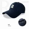 Rレターデザイナーハット韓国語バージョンrスタンダードアヒルの舌帽子、ユニセックスソフトトップピュアコットン野球帽、シンプルな刺繍、大きな頭の小さな顔7Qer