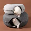 chenils stylos beignet chat tunnel lit animaux maison feutre naturel grotte pour animaux de compagnie jouets rond laine pour petits chiens jeu interactif 230907