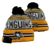 2023 Pittsburgh Hokey Beanie Kuzey Amerika Takımı Yan Yama Kış Yün Spor Örgü Şapkas Kafaları A0