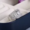 Sparkling bröllopsringar lyxiga smycken 925 sterling silver runda klippt vitt topaz cz diamantparty ädelstenar evighet män engagemang band kvinnor ring gåva